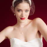 Emmy Slim Ivory Padded Headband Birdcage Veil by Debbie Carlisle