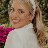 Emmy Slim Ivory Padded Birdcage Veil Headband