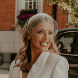 Emmy Slim Ivory Padded Birdcage Veil Headband