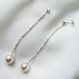 Long CZ Crystal & Vegan Pearl Drop Earrings | Grace | Debbie Carlisle