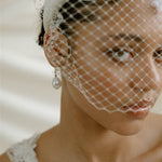 Fleur ivory Birdcage Veil With 3D Silk flowers 