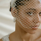 Fleur ivory Birdcage Veil With 3D Silk flowers 