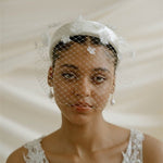 Fleur ivory Birdcage Veil With 3D Silk flowers 