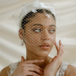 Fleur ivory Birdcage Veil With 3D Silk flowers 
