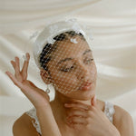 Fleur ivory Birdcage Veil With 3D Silk flowers 