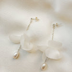 Pearl Silk Flower Drop Earrings