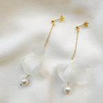  Pearl Silk Flower Drop Earrings