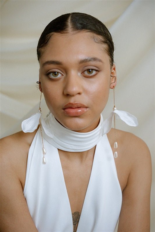 Francis Statement Long Drop Flower Earrings
