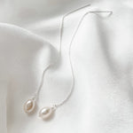 silver baroque pearl ear threader earrings