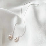 silver baroque pearl ear threader earrings