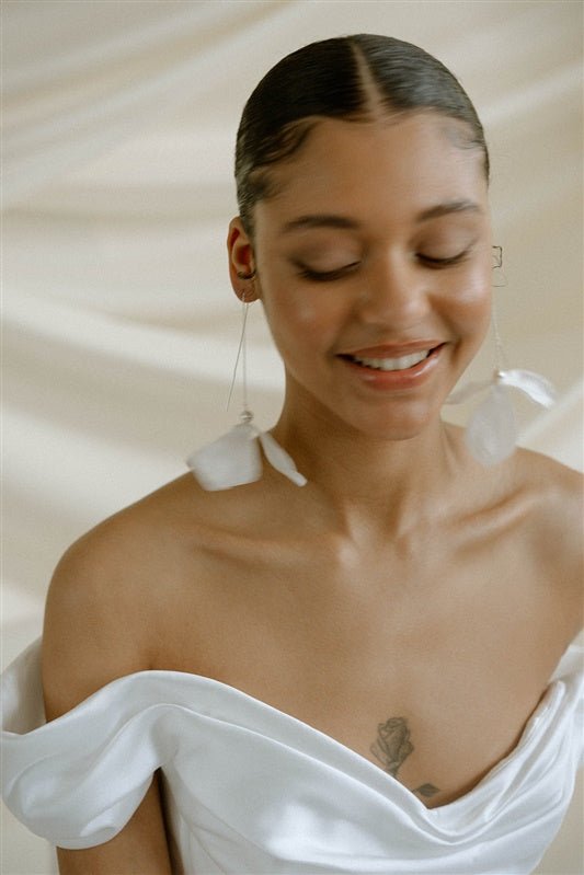 Frederica Ear Threader Long Drop Floral Earrings