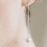 Long CZ Crystal & Vegan Pearl Drop Earrings | Grace | Debbie Carlisle