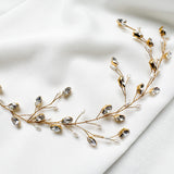 Cassie Small Crystal Leafy Hair Vine - Sample Sale - Gold