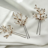 Gold Sophia Elegant Boho Leaf Cluster Crystal Hairpin - Sample Sale