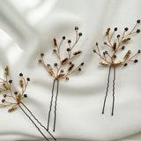 Gold Sophia Elegant Boho Leaf Cluster Crystal Hairpin - Sample Sale