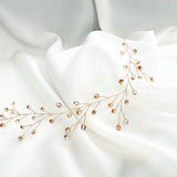 Small Rosemary Rose Gold Crystal Botanical Branch Hair Vine - Sample Sale
