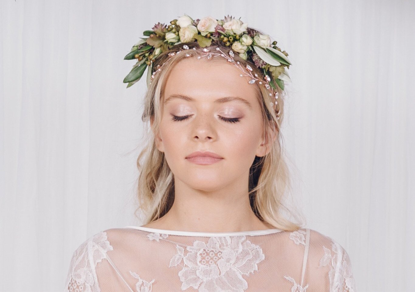 Rose gold, silver or gold crystal wedding headband browband - India - Debbie Carlisle
