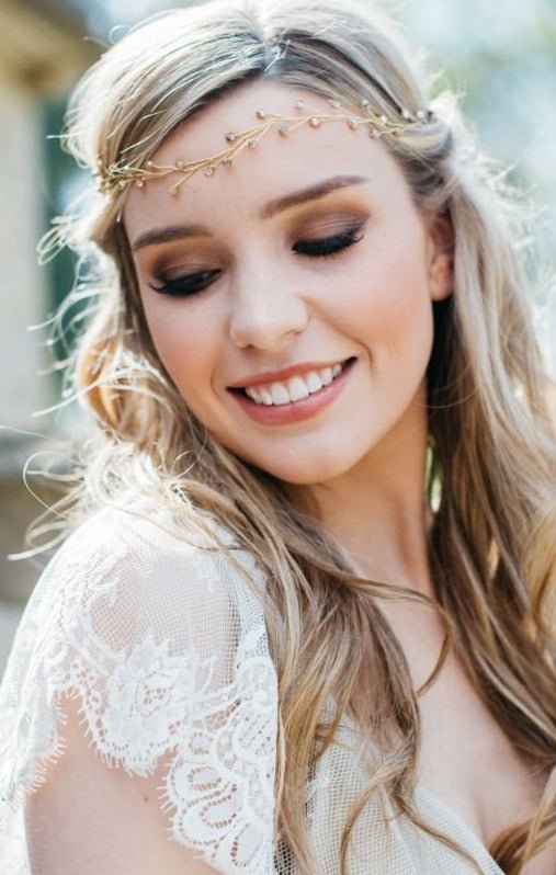 simple gold wedding browband 