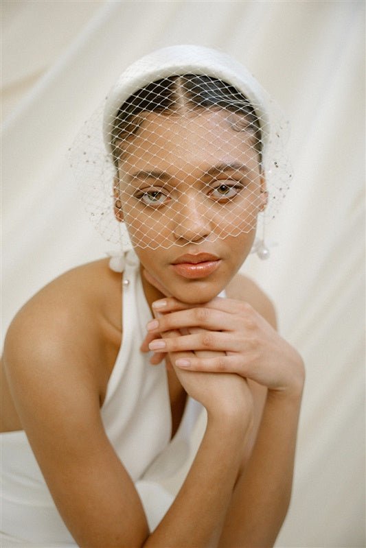 Leena Birdcage Veil with crystal edges 