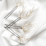 Libby Gold Minimal Botanical Leafy Wedding Hair Pins