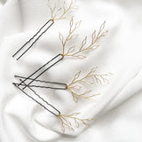 Libby Gold Minimal Botanical Leafy Wedding Hair Pins