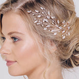 Large leafy crystal wedding hairpin - Maisie - Debbie Carlisle