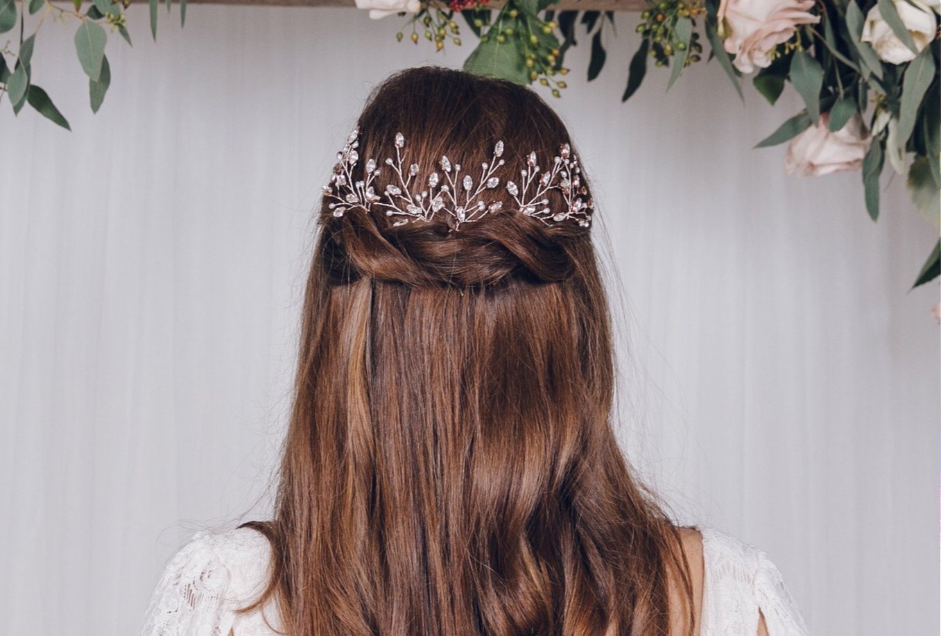 Large leafy crystal wedding hairpin - Maisie - Debbie Carlisle