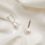 Ora Large Baroque Pearl Sculptural Oblong Hoop Style Earrings