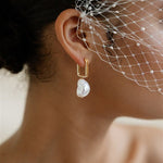 Ora Large Baroque Pearl Sculptural Oblong Hoop Style Earrings