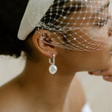Ora Large Baroque Pearl Sculptural Oblong Hoop Style Earrings