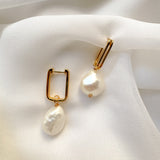 Ora Large Baroque Pearl Sculptural Oblong Hoop Style Earrings