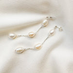 baroque pearl medium drop silver chain earrings