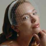 Robyn Ivory Satin Birdcage Veil Flat Headband