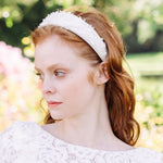 Silver and ivory floral padded headband