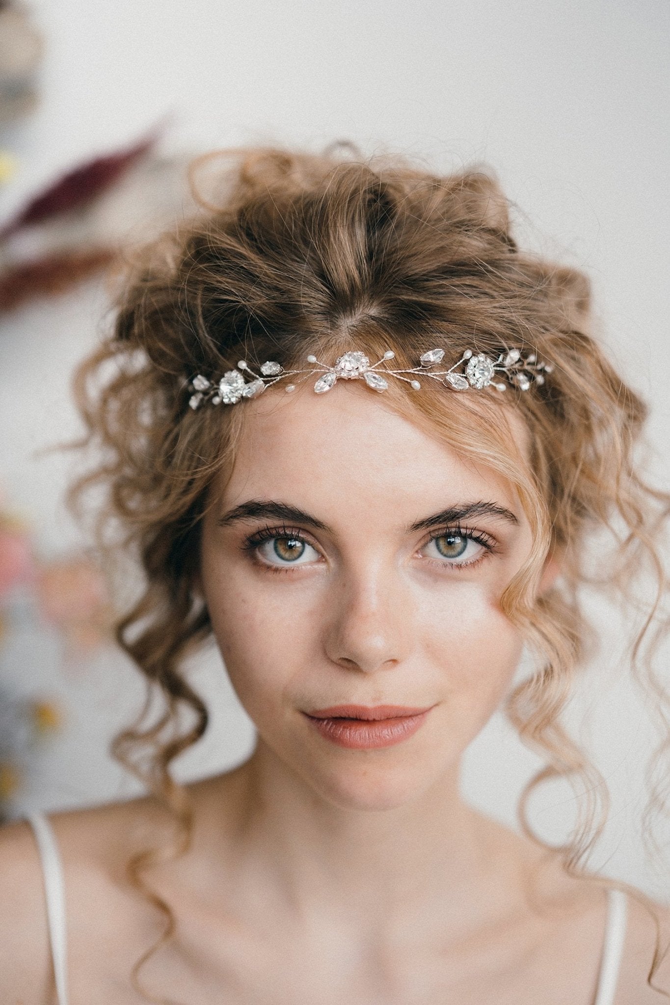 Small silver wedding forehead band