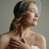 Wren Ivory Slim Bridal Headband With Birdcage Veil
