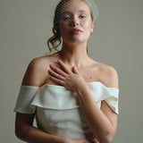 Wren ivory birdcage veil slim iheadband