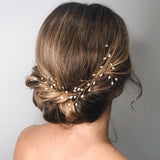 Small Rosemary Rose Gold Crystal Botanical Branch Hair Vine - Sample Sale