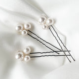 pale ivory cluster pearl hair pins trio set - Perla