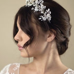 Silver crystal flower crown with matching hairpins - Mabel