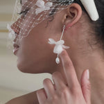 Francine Pearl Silk Flower Drop Earrings