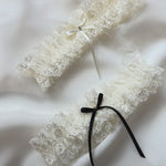 vintage ivory soft lace wedding garter with minimalist eco satin bow