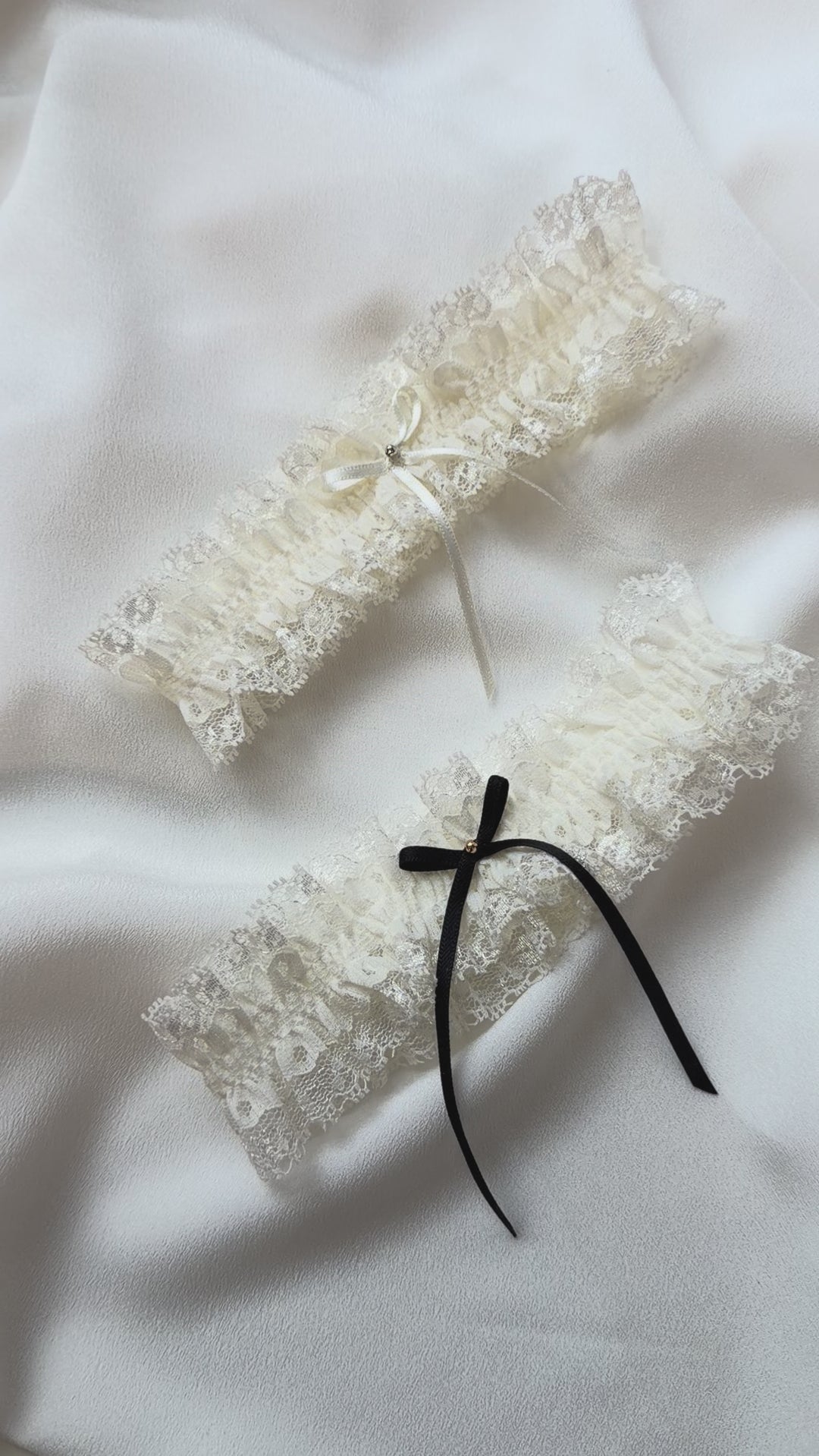 vintage ivory soft lace wedding garter with minimalist eco satin bow