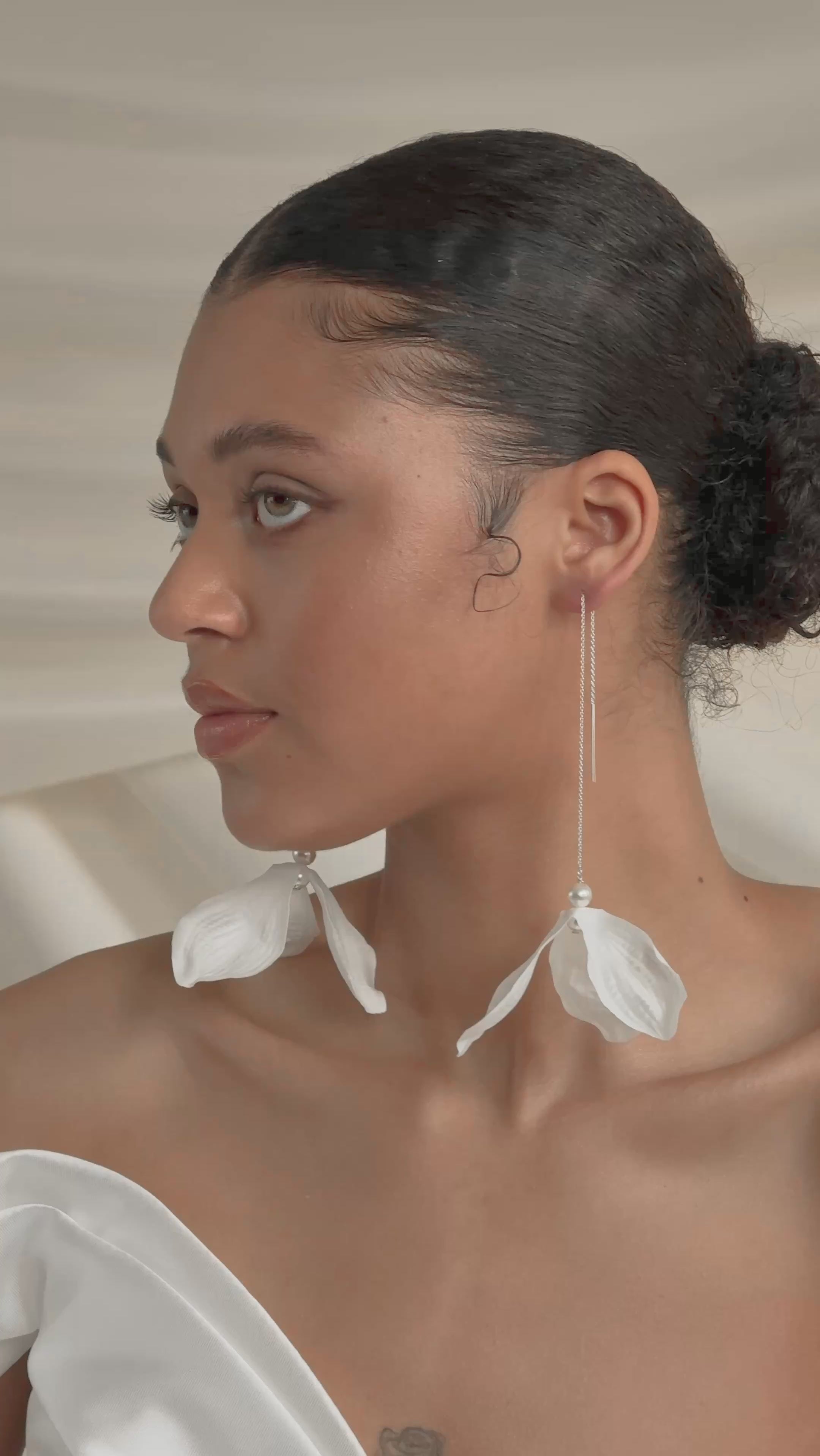Frederica Ear Threader Long Drop Floral Earring