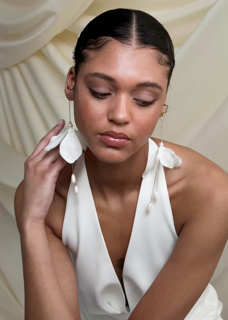 Francis Statement Long Drop Flower Earrings