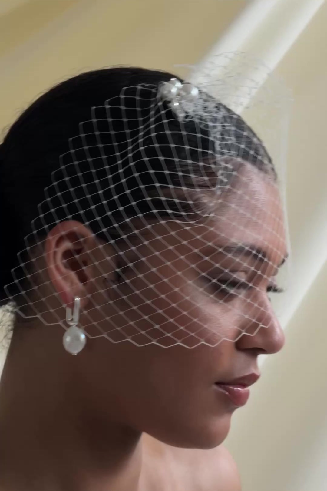 Luxury Hand-Sewn Ivory Bridal Birdcage Veil