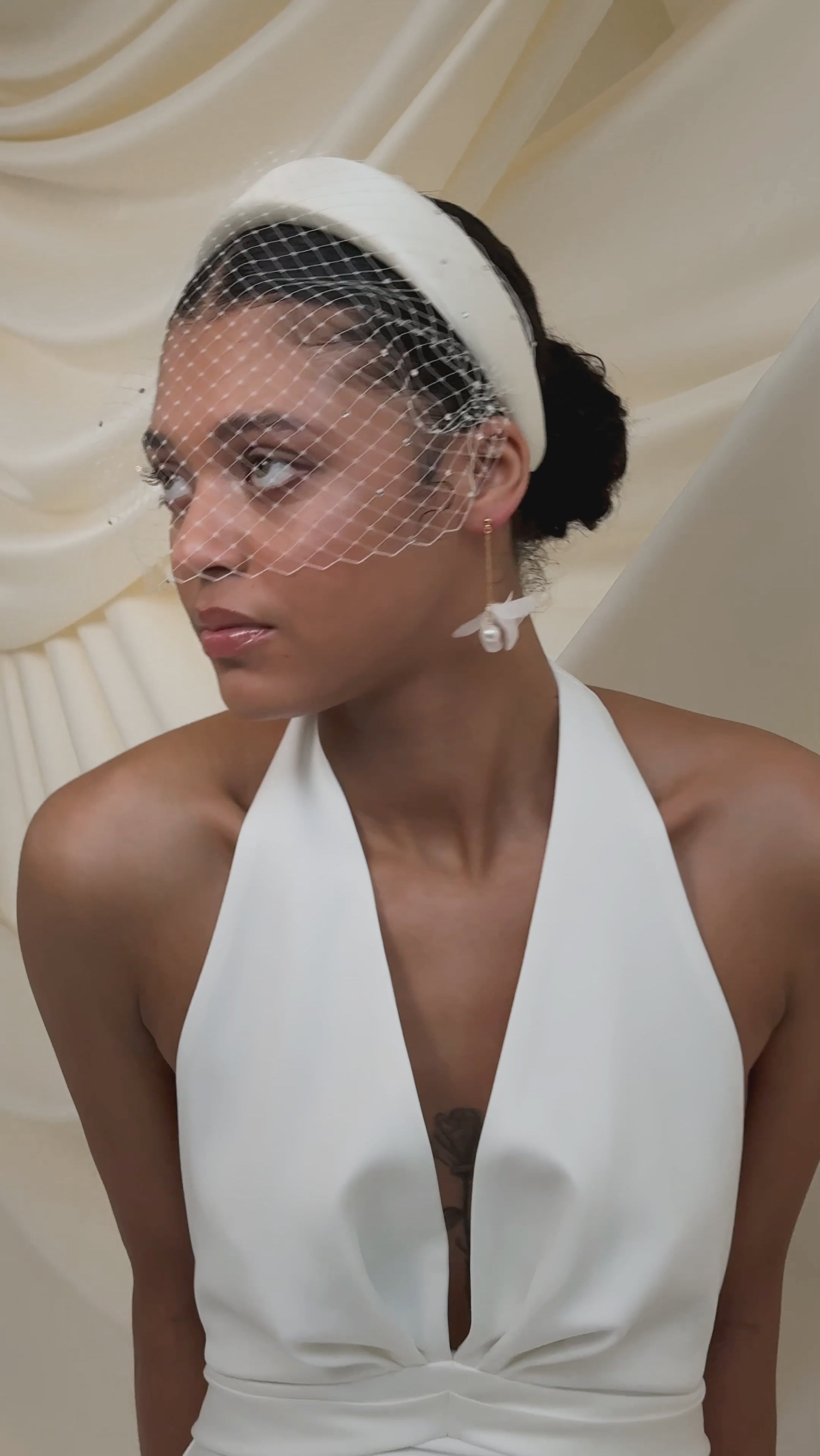 Leena Ivory Birdcage Veil With Face-Framing Crystals