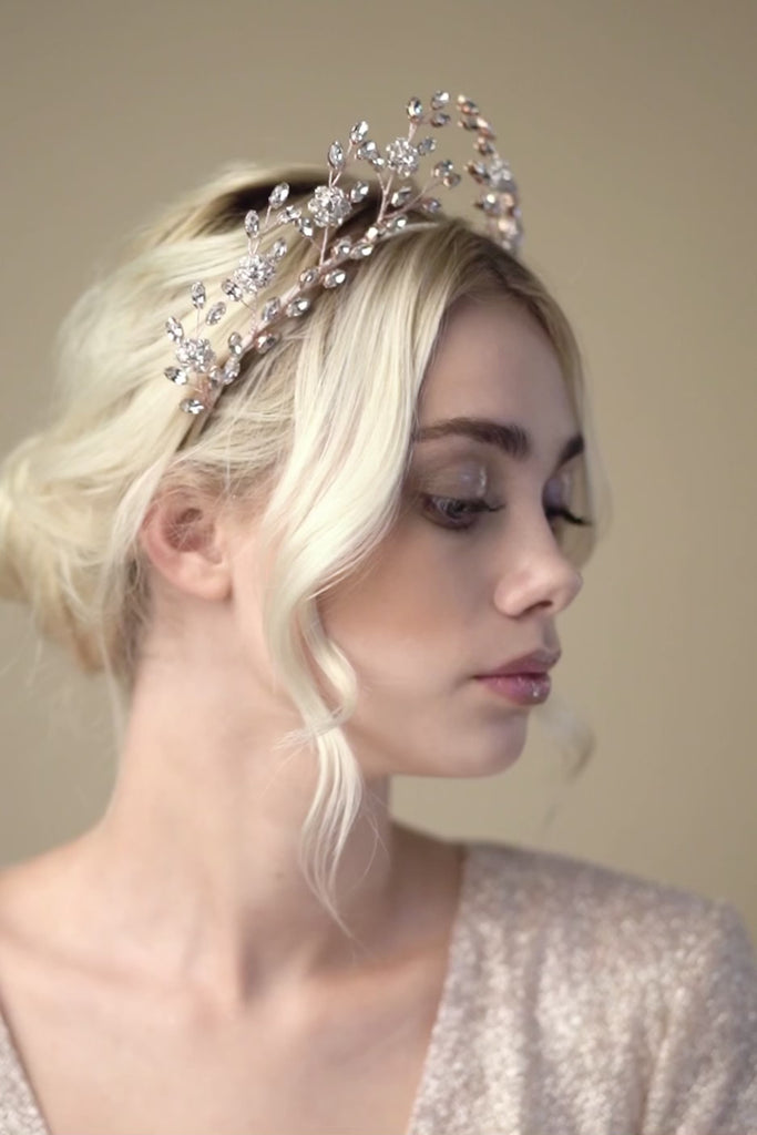 Rose gold crystal flower crown - Mabel