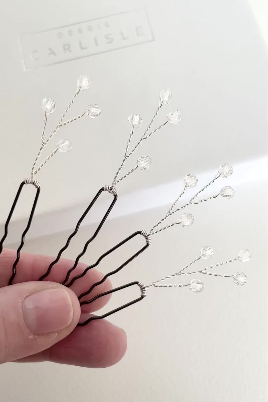 Small clear crystal hairpins by Debbie Carlisle - Haillie 