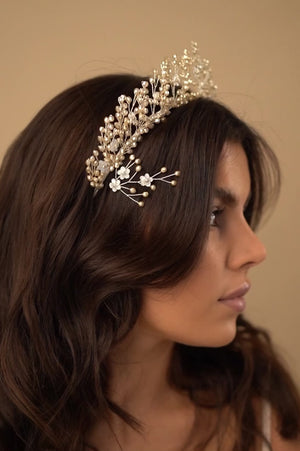 Crystal flower wedding hairpin - Coralie